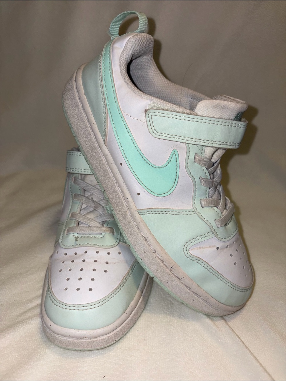 Nike Court Borough Low Top Hook & Loop White/mint Unisex Kids US 2.5